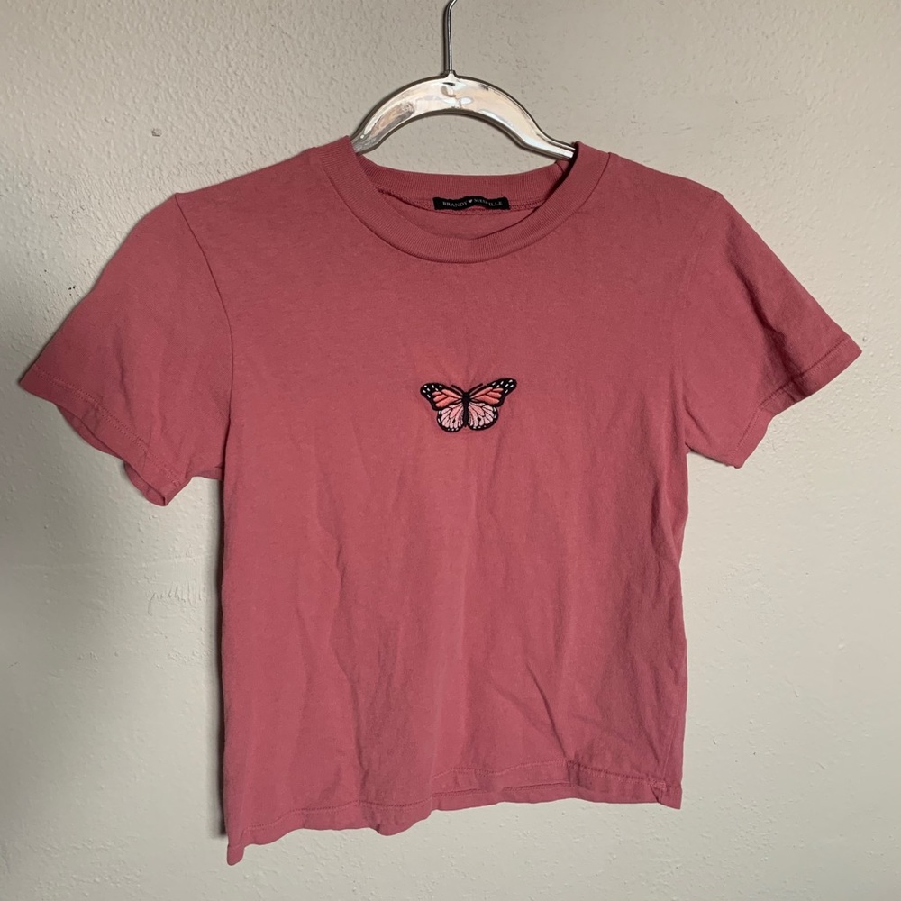pink butterfly brandy melville tee